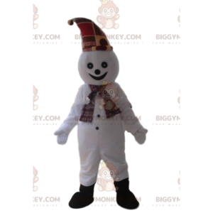 Snowman mascot with a blue suit and sunglasses - Sizes L (175-180CM)