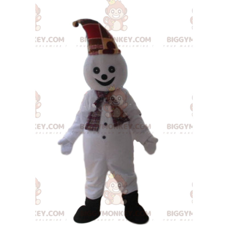 Snowman BIGGYMONKEY™ Mascot Costume, Smiling Costume –