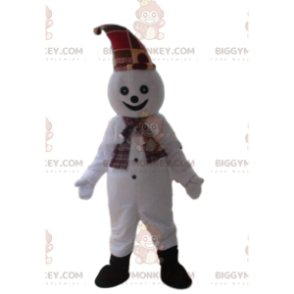 Snowman BIGGYMONKEY™ Mascot Costume, Smiling Costume -