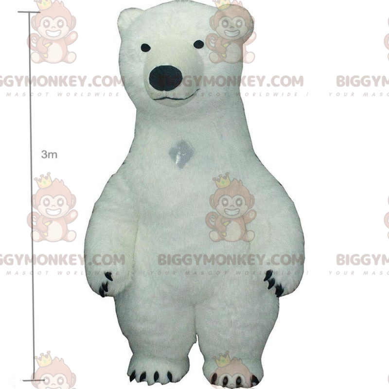 BIGGYMONKEY™ oppustelig isbjørnmaskotkostume, hvidbjørnekostume