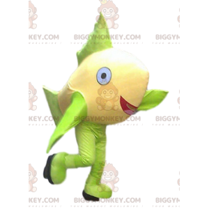 Costume da mascotte pesce giallo e verde BIGGYMONKEY™, costume