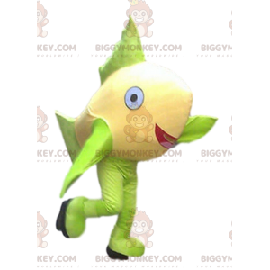 Costume de mascotte BIGGYMONKEY™ de poisson jaune et vert