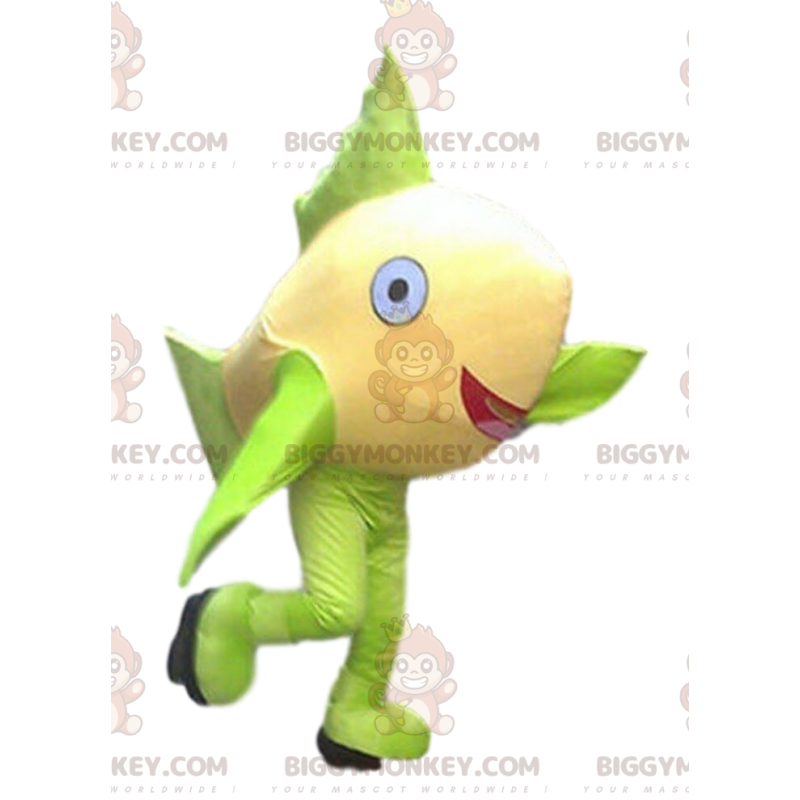 Costume de mascotte BIGGYMONKEY™ de poisson jaune et vert