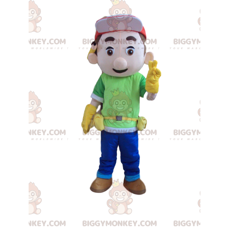 BIGGYMONKEY™ costume da mascotte di lavoratore, tuttofare