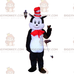 Traje de mascote BIGGYMONKEY™ de gato preto e branco com