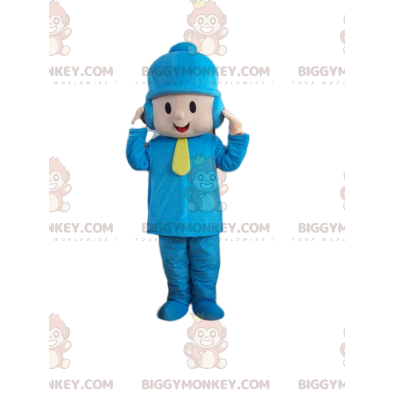 Little Boy BIGGYMONKEY™ Mascot Costume Dressed In Winter Outfit