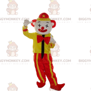 Traje de mascote de palhaço amarelo e vermelho BIGGYMONKEY™