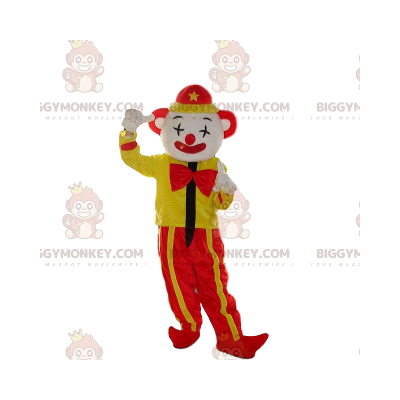 Gul och röd clown BIGGYMONKEY™ maskotdräkt, Circus BIGGYMONKEY™
