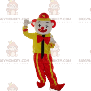 Gelber und roter Clown BIGGYMONKEY™ Maskottchenkostüm, Zirkus