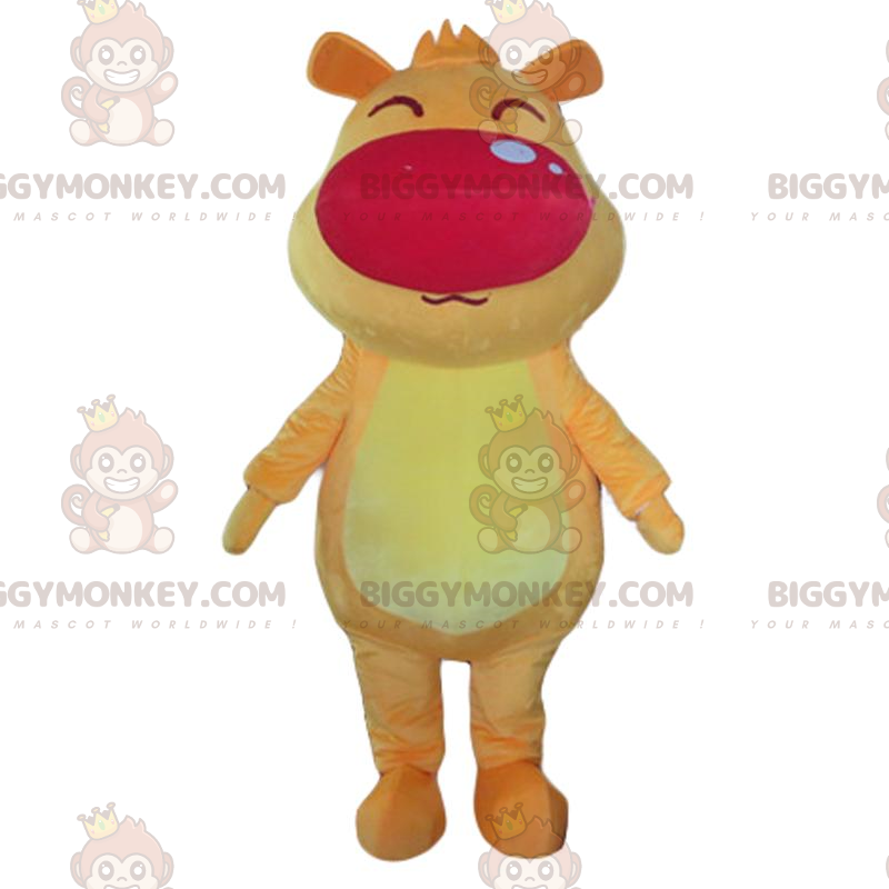 BIGGYMONKEY™ maskot kostume stor gul og orange hund, kæmpe