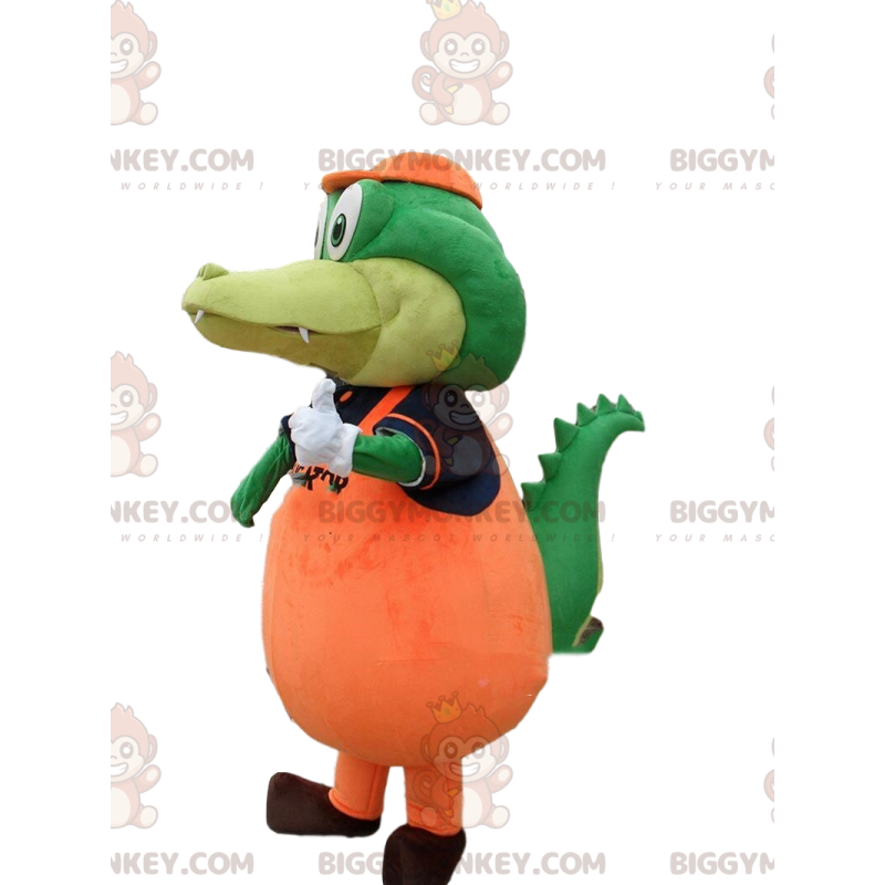 Costume de mascotte BIGGYMONKEY™ de crocodile vert habillé en