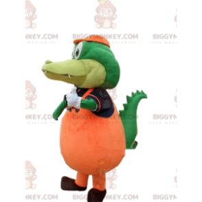 Costume de mascotte BIGGYMONKEY™ de crocodile vert habillé en