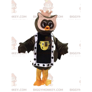 BIGGYMONKEY™ mascot costume of owl with a crown, king costume –