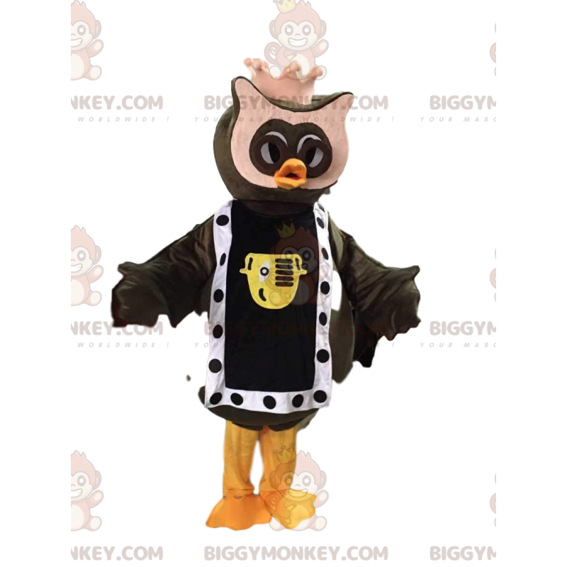 BIGGYMONKEY™ costume da mascotte di gufo con corona, costume da