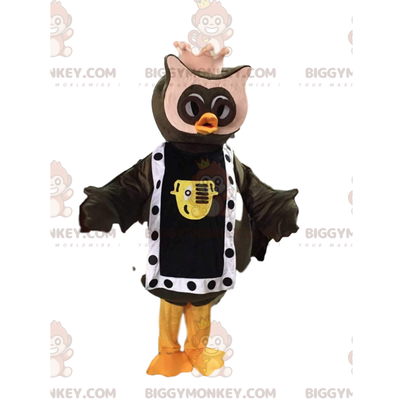 Costume de mascotte BIGGYMONKEY™ de hibou avec une couronne