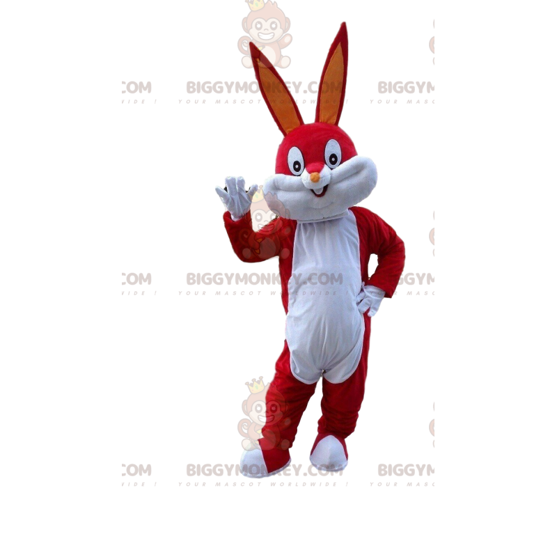 BIGGYMONKEY™ Disfraz de mascota Bugs Bunny rojo, Conejo famoso