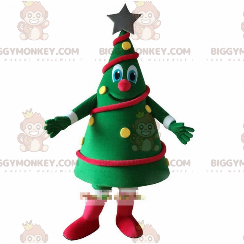 Fantasia de mascote BIGGYMONKEY™ verde decorada para árvore de