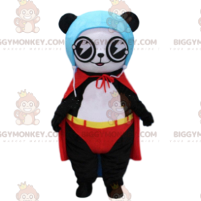 BIGGYMONKEY™ costume mascotte di panda vestito da supereroe