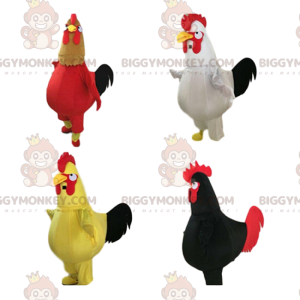 4 giant colorful roosters, colorful chickens BIGGYMONKEY™s