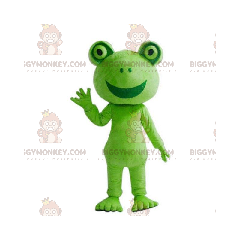 BIGGYMONKEY™ Costume da mascotte rana verde sorridente gigante