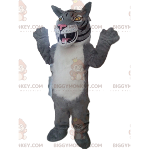 Disfraz de mascota BIGGYMONKEY™ tigre gris y blanco, león