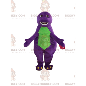 Disfraz de mascota BIGGYMONKEY™ de dinosaurio púrpura y verde