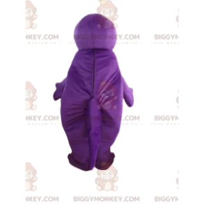Plump and Funny Purple and Green Dinosaur BIGGYMONKEY™ Mascot