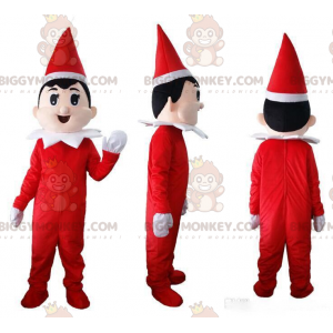 Red and White Christmas Elf BIGGYMONKEY™ Mascot Costume, Santa