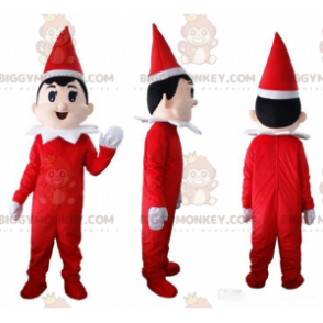 Costume de mascotte BIGGYMONKEY™ de lutin de Noël rouge et