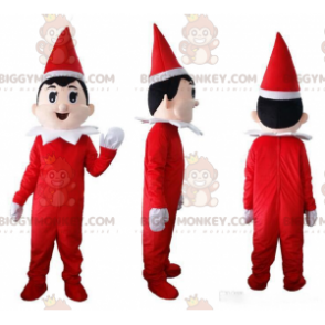 Rød og hvid julealve BIGGYMONKEY™ maskotkostume