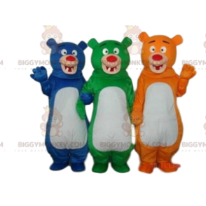 3 BIGGYMONKEY™s colorful bear mascots, 3 different colored