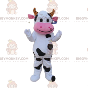 Costume de mascotte BIGGYMONKEY™ de vache blanche et noire