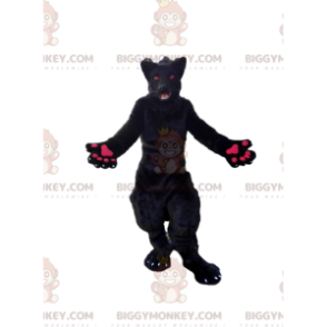 BIGGYMONKEY™ Black and Pink Wolf Mascot Costume, Plush Wolfdog