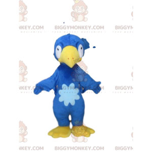 Blauwe en gele vogel BIGGYMONKEY™ mascottekostuum, pluche