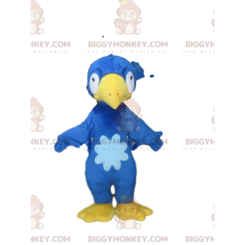 Blauer und gelber Vogel BIGGYMONKEY™ Maskottchen-Kostüm