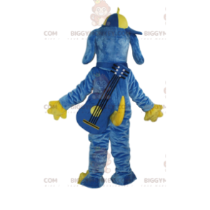 Μπλε και κίτρινη στολή μασκότ BIGGYMONKEY™, πολύχρωμη στολή