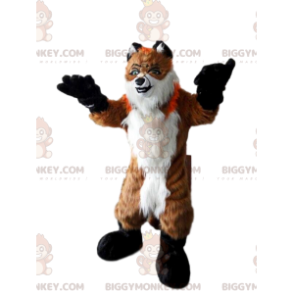 Disfraz de mascota BIGGYMONKEY™ zorro peludo, naranja y blanco