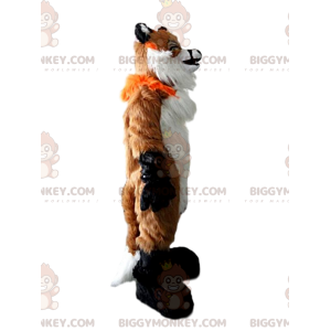 Στολή μασκότ BIGGYMONKEY™ γούνινη αλεπού, πορτοκαλί και λευκό