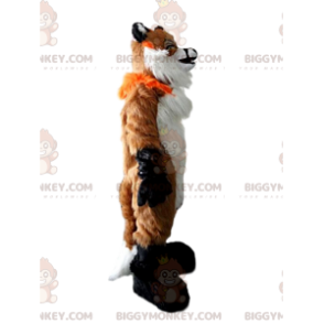 Disfraz de mascota BIGGYMONKEY™ zorro peludo, naranja y blanco