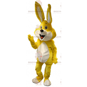 Costume de mascotte BIGGYMONKEY™ de lapin blanc et jaune géant