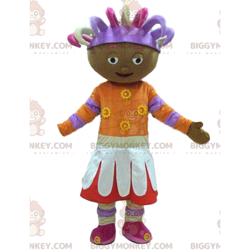 Costume de mascotte BIGGYMONKEY™ de fille africaine colorée