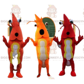 3 BIGGYMONKEY™s shrimp mascot, crustacean costumes -