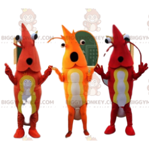 3 mascote de camarão BIGGYMONKEY™s, fantasias de crustáceos –