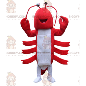 BIGGYMONKEY™ maskotdräkt röd och vit hummer, gigantisk