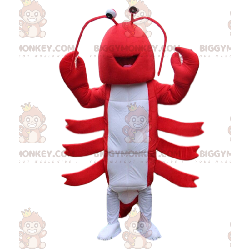 BIGGYMONKEY™ mascot costume red and white lobster, giant