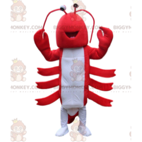 BIGGYMONKEY™ mascot costume red and white lobster, giant