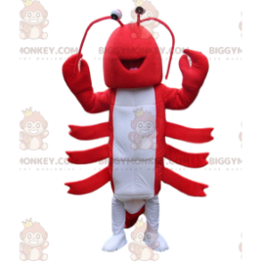 Traje de mascote BIGGYMONKEY™ lagosta vermelha e branca