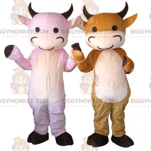 BIGGYMONKEY™-lehmien maskotti, vaaleanpunainen ja oranssi. 2