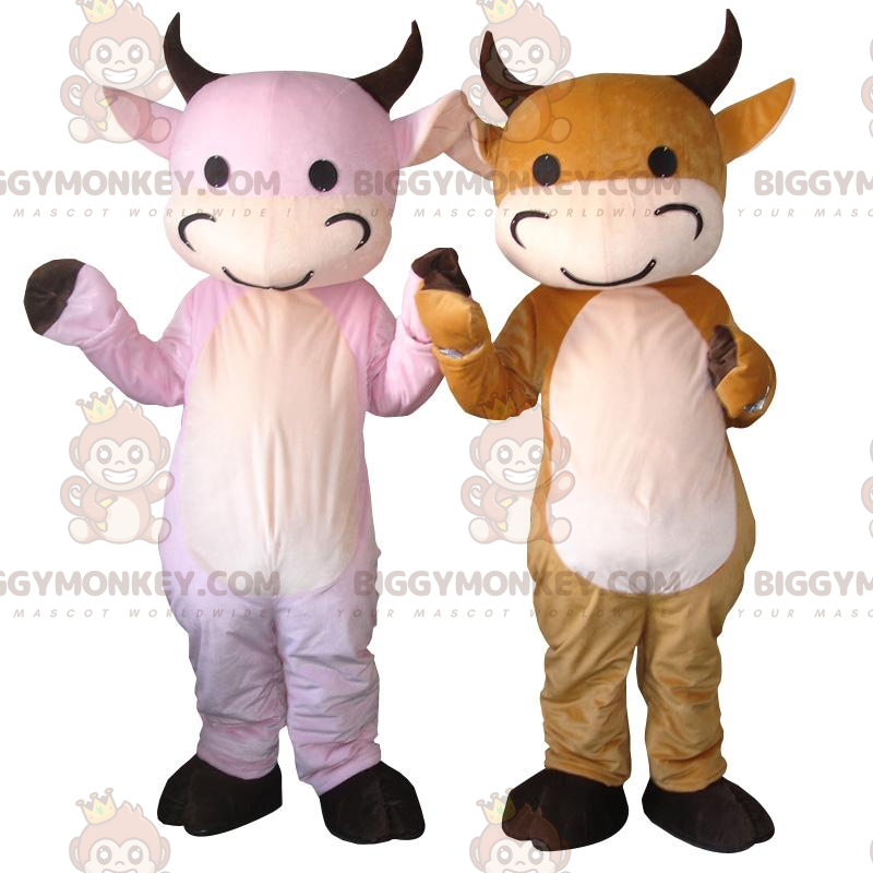 A mascote de vacas do BIGGYMONKEY™, uma rosa e uma laranja. 2