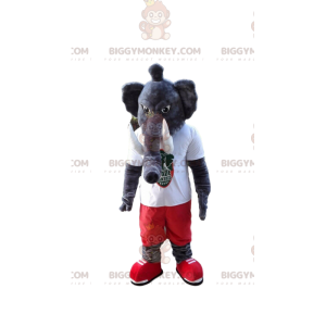 Costume de mascotte BIGGYMONKEY™ d'éléphant gris, costume de